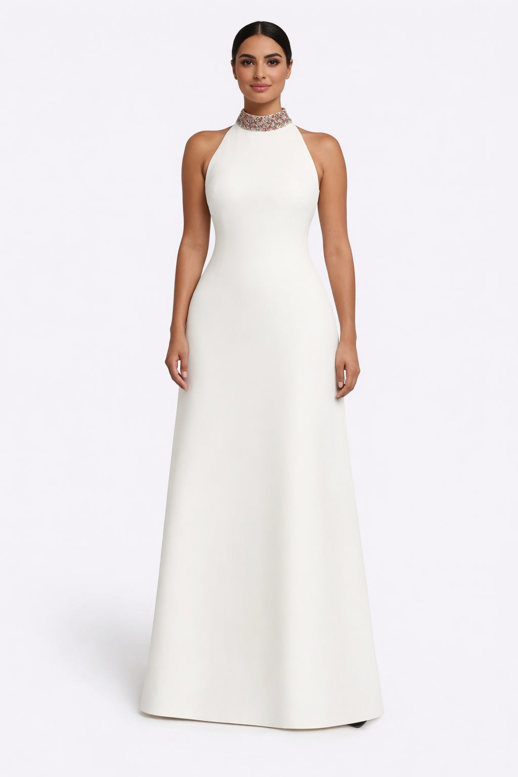 halter A-line gown with embellished high neckline – CELESTE-1