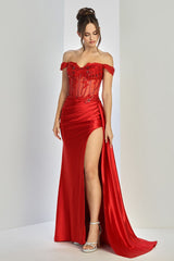 Adora Design 3281 Fitted Prom Long Formal Applique Corset Dress