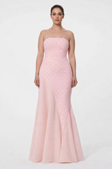 strapless mermaid dress with crystal panel detail – ROSÉ