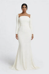 long-sleeve column gown with sculpted neckline – ALBR-1