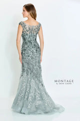 Montage M522 Beaded Floral Long Formal Ombre Evening Dress