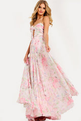 Jovani 44518 A Line Ruffle Long Formal Print Prom Dress