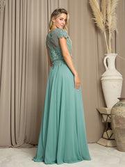 Long Mother of the Bride Beaded Chiffon Formal Gown