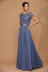 Long Mother of the Bride Beaded Chiffon Formal Gown