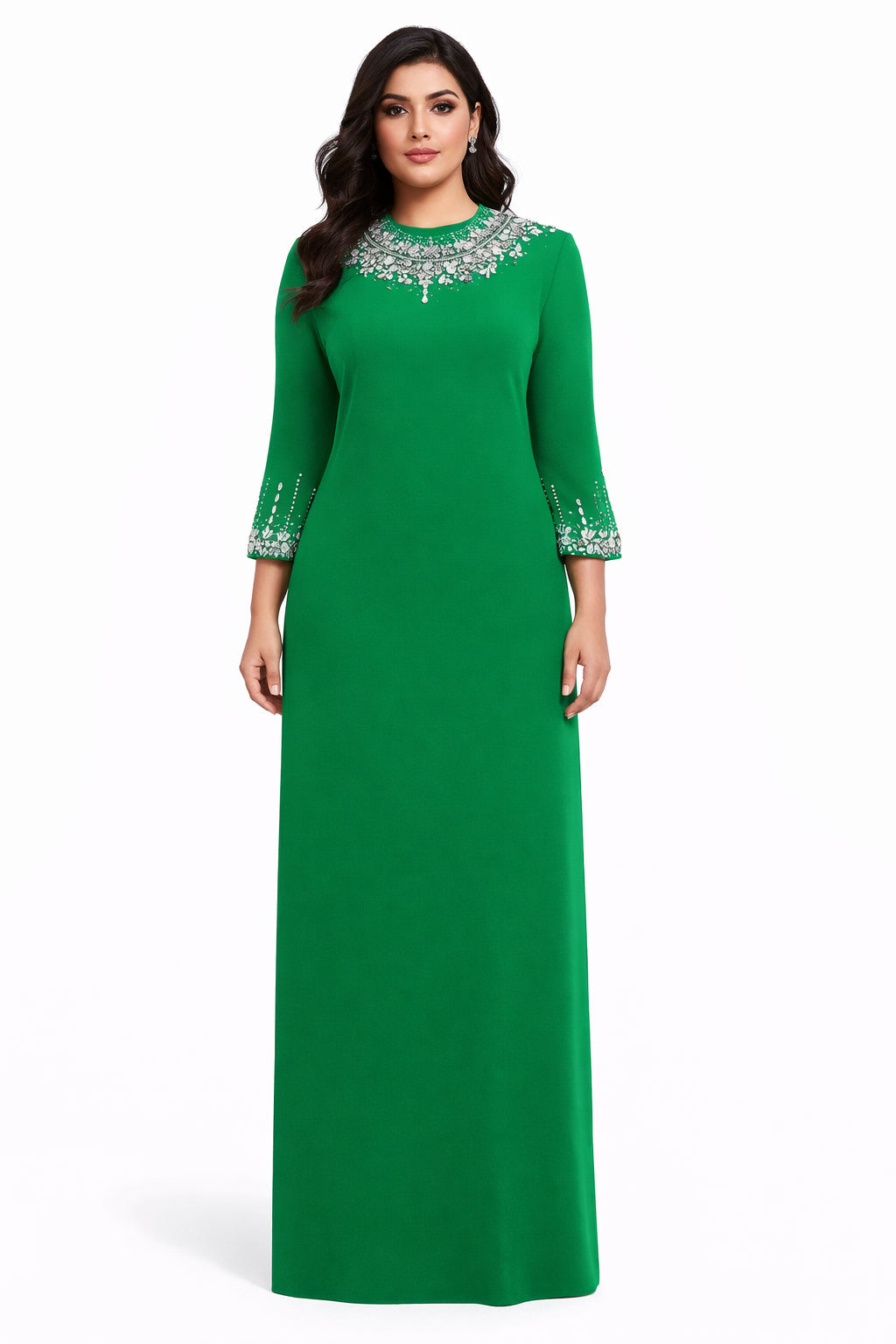 embellished high-neck gown with three-quarter sleeves – SAFIYA-1