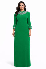 embellished high-neck gown with three-quarter sleeves – SAFIYA-1