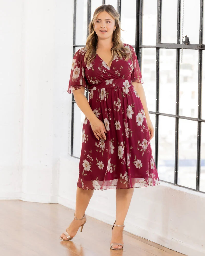 Kiyonna 12253601 Plus Size A Line Midi Cocktail Dress