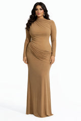 draped high-neck jersey gown – SIENNA-1