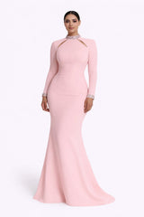 embellished high-neck gown with front cutouts – ROSLE-1