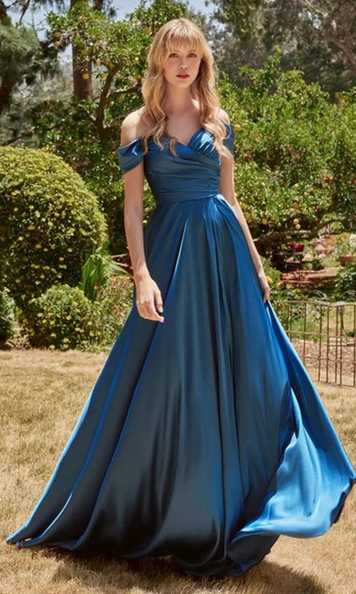 LaDivine 7493 Long Formal A Line Slit Prom Dress