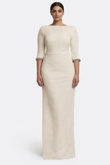 fitted column gown with embellished cuffs – ELYSIA-1