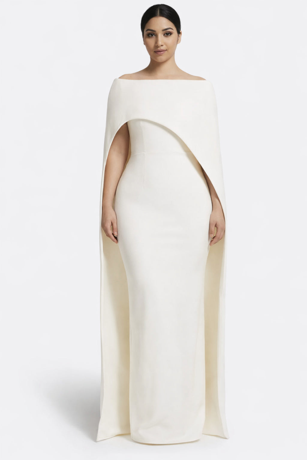 ff-shoulder gown with sculpted cape – CELISTE-1