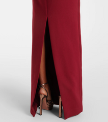 long-sleeve column gown with sculpted floral waist – SASYON-1