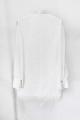 textured sleeveless vest with bow-tie blouse – GRACE