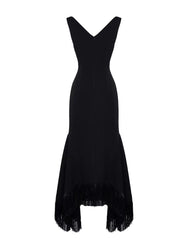sleeveless mermaid dress with asymmetrical fringe hem – NOIRS
