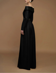 off-shoulder embellished gown with long sleeves – VESPERA