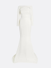 long-sleeve column gown with sculpted neckline – ALBR-1