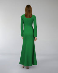 Buttoned long sleeve dress with side slit - POONY-1