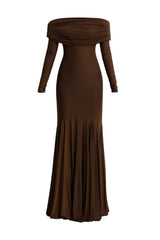 off-shoulder draped jersey gown – COCO-1