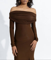 off-shoulder draped jersey gown – COCO-1