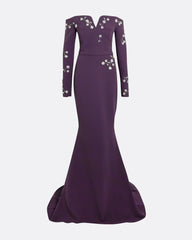 Off-shoulder mermaid dress with floral embroidery - Blair-1