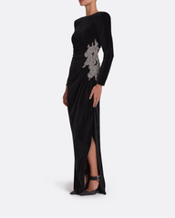 Long sleeve dress with embellished waist sides and draped details - Poppy-1