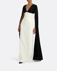 Two-tone column dress with cape - Arya-1