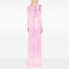 long sleeve sequin gown with mirrored embellishments – AURORA