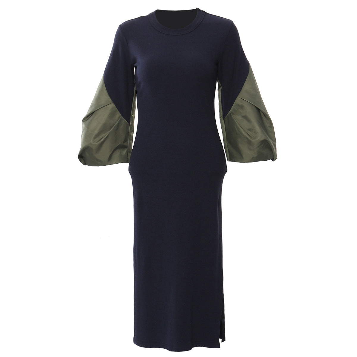 long sleeve midi dress with contrast balloon sleeves – ALESIBRA