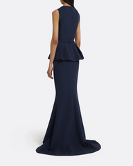 sleeveless mermaid gown with structured peplum – MARITZA-1