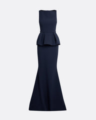 sleeveless mermaid gown with structured peplum – MARITZA-1