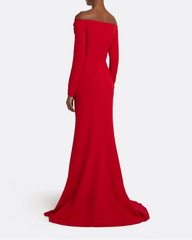 off-shoulder mermaid gown with 3D floral appliqué – RUBINA-1