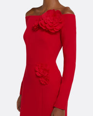 off-shoulder mermaid gown with 3D floral appliqué – RUBINA-1