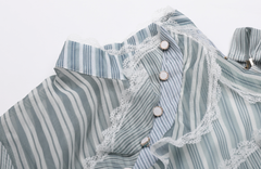 Sheer striped ruffle mini dress with sash – Nova