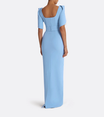 square-neck column gown with sculpted flutter sleeves – SKYLA-1