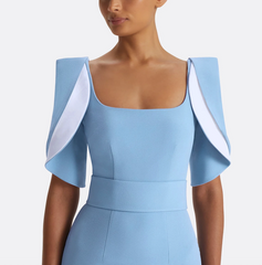 square-neck column gown with sculpted flutter sleeves – SKYLA-1