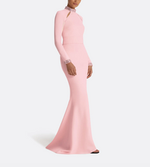 embellished high-neck gown with front cutouts – ROSLE-1