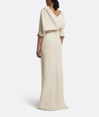 fitted column gown with embellished cuffs – ELYSIA-1