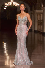 LaDivine J903 Long Formal Corset Fitted Prom Dress