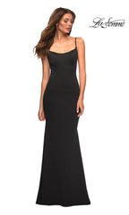 La Femme Long Simple Prom Dress with Scoop Back