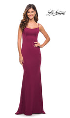 La Femme Long Simple Prom Dress with Scoop Back