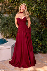 LaDivine CD395 Pleated Long Formal A Line Evening Prom Dress