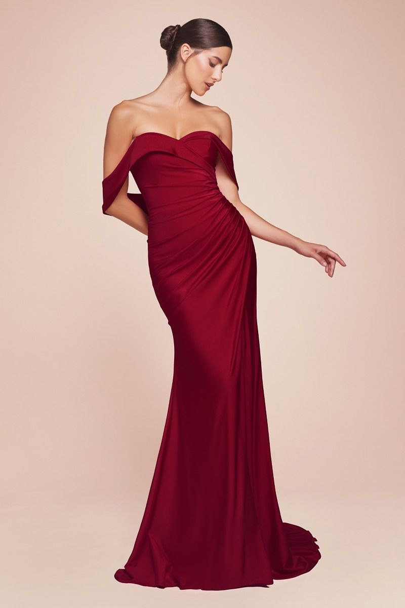LaDivine CD790 Long Formal Prom Pleated Dress