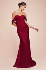 LaDivine CD790 Long Formal Prom Pleated Dress