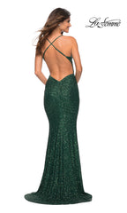 Fully-Sequined Open-Back La Femme Long Prom Dress
