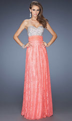 Full Length Sweetheart Open Back Lace Gown
