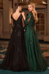 LaDivine J883 Long Formal A Line Evening Dress