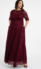 Kiyonna Long Plus Size Lace Dress