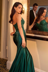 LaDivine KV1112 Fitted Long Formal lace Applique Prom Gown