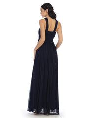 Long Criss Cross Halter Bridesmaids Dress